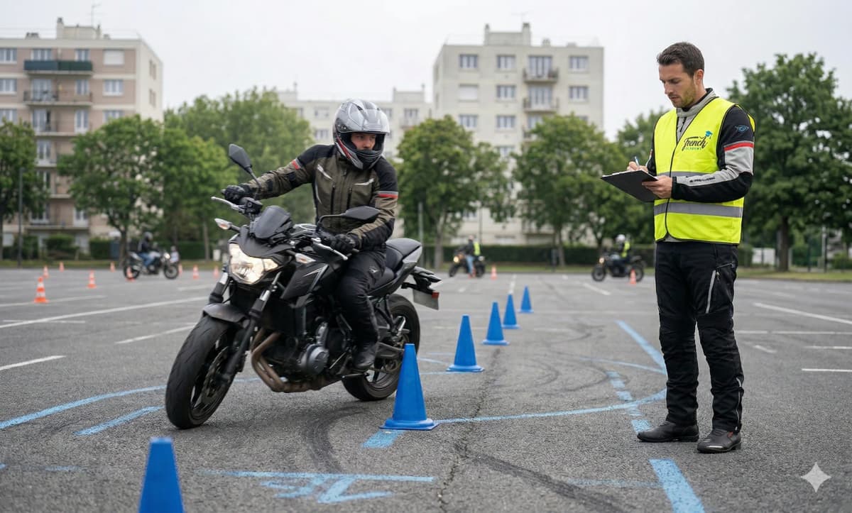Évaluation pratique CCS 2 Roues — examen moto sur plateau