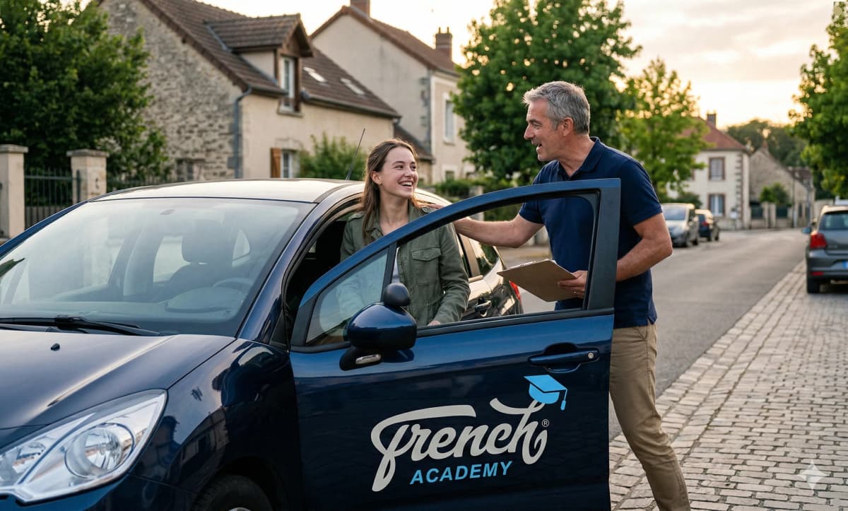 Moniteur auto-école avec un élève en voiture — débouchés professionnels